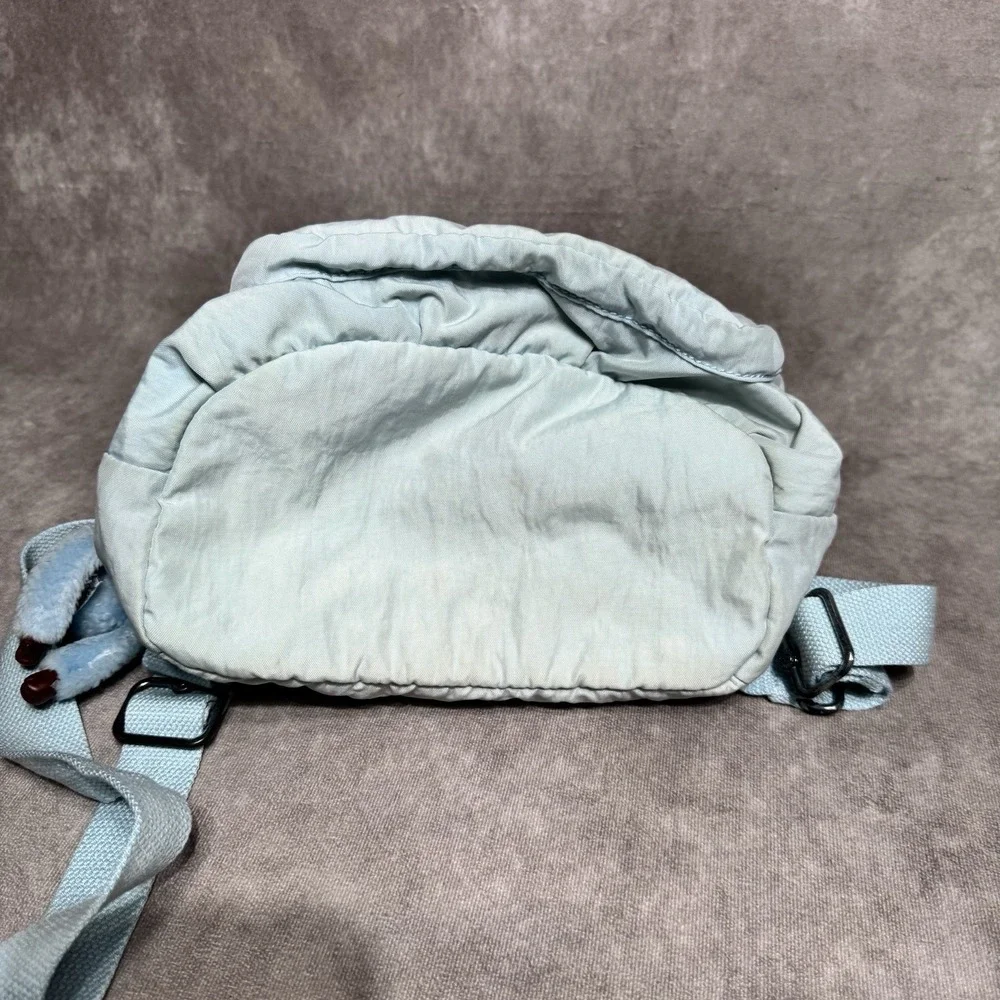 KIPLING Queenie Light Blue Backpack Top Handle Nylon w/ monkey